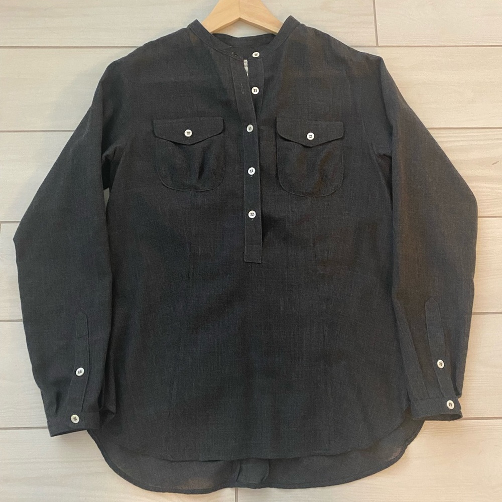 Billy Reid Charcoal Gray Wool Blouse